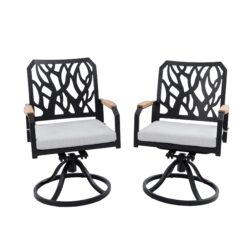 Outdoor Patio Swivel Rocker With Outdoor Grade Sunbrella Cushions, Branch Like Backrest (Set of 2) - Bourbon Brown