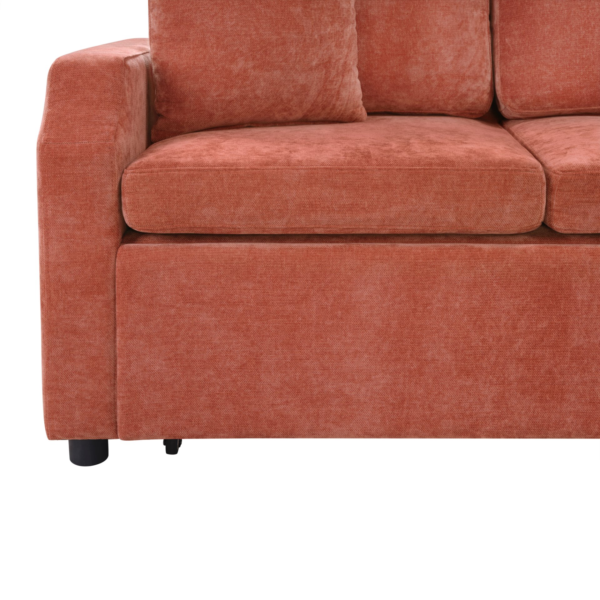 Upholstered L Shaped Sectional Sofa Bed With Sleeper And Hidden Storage - Orange - Image 17