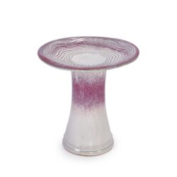 Birdbath For Patio, Garden - White / Pink