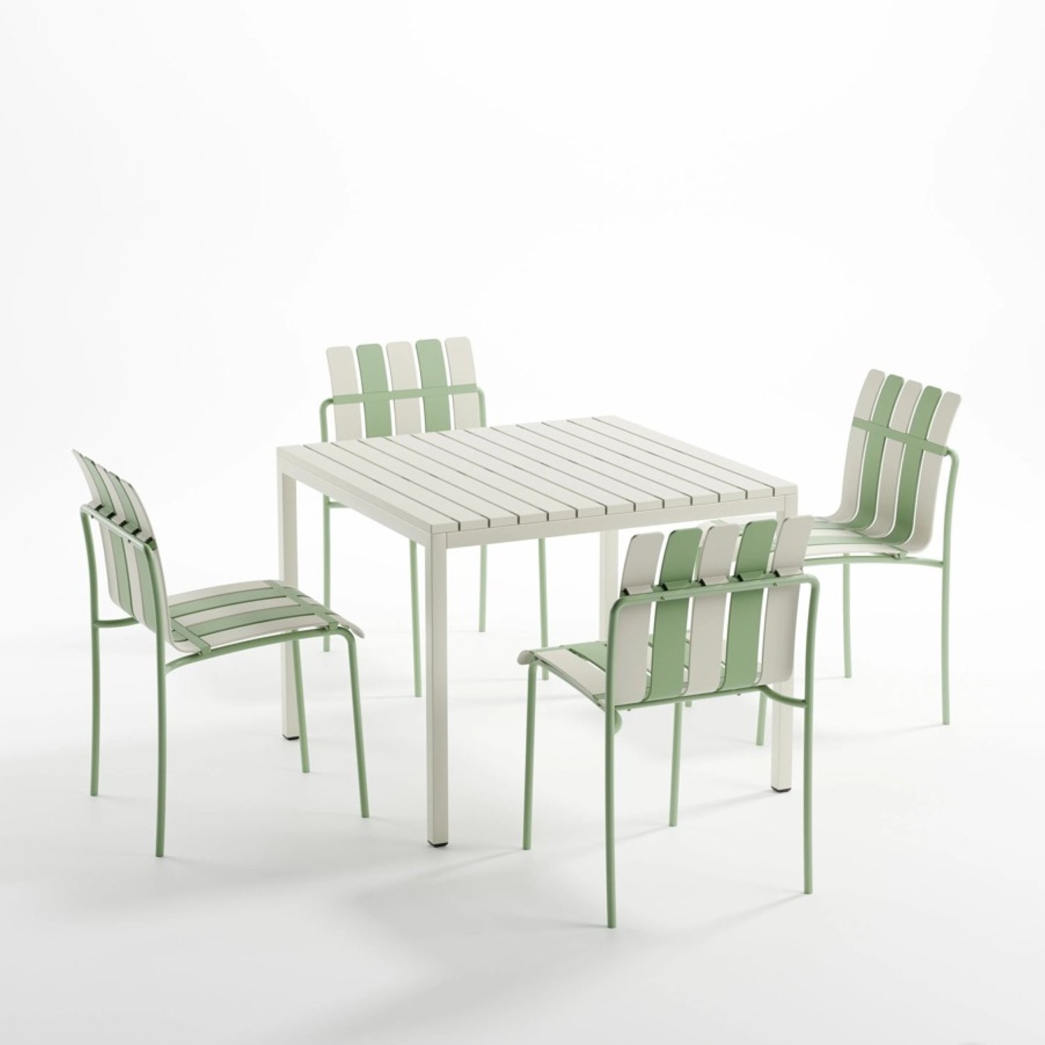 4 Piece Set Of Single Chairs With Modern Color Blocking Design, UV Resistant And Rust Proof - Haze Green / White - Image 7