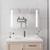 Bathroom Medicine Cabinet With Lights, LED Medicine Cabinet With Mirror, Double Door Lighted Medicine Cabinet With Defogger, Dimmer, Surface Mount - Silver - Image 4