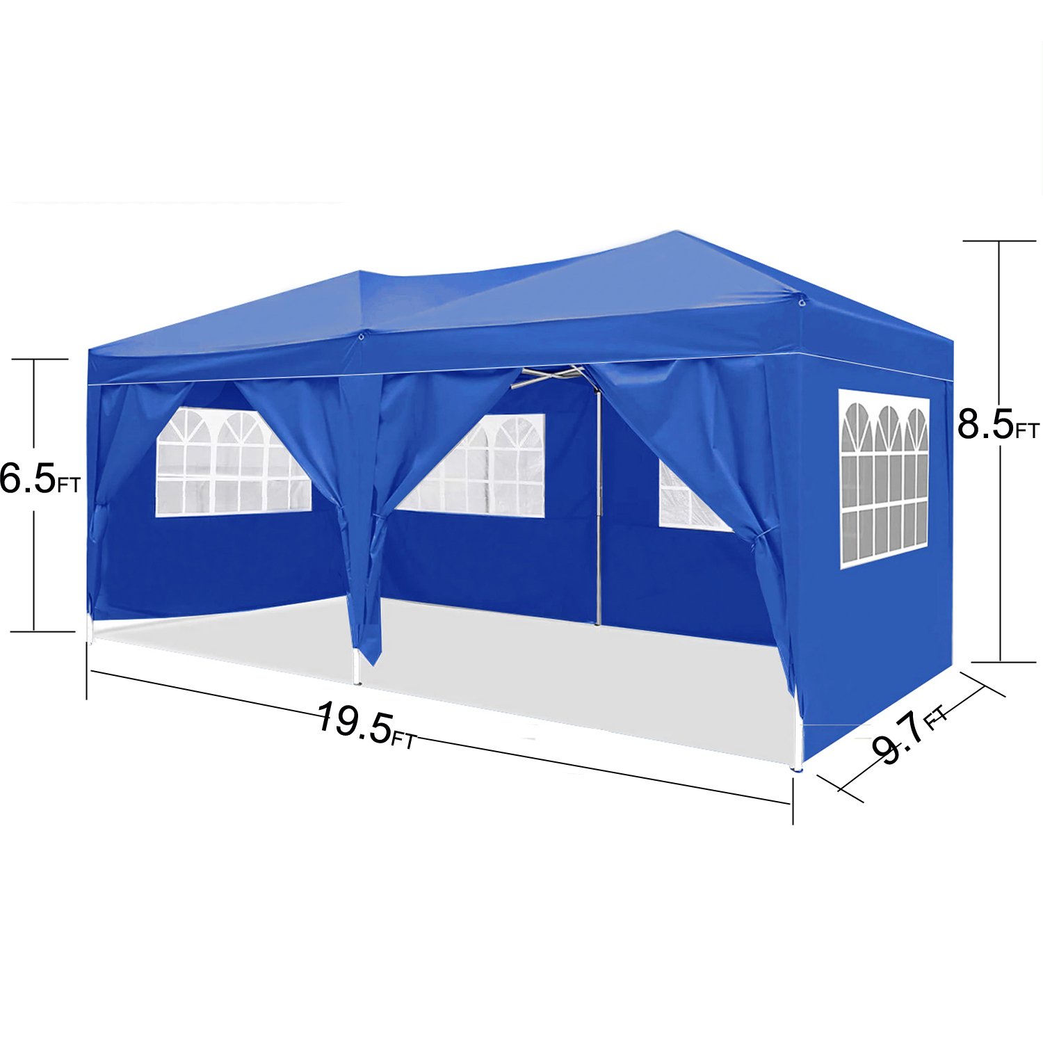 10'X20' Ez Pop Up Canopy Outdoor Portable Party Folding Tent With 6 Removable Sidewalls + Carry Bag + 4 Pieces Weight Bag - Blue - Image 7