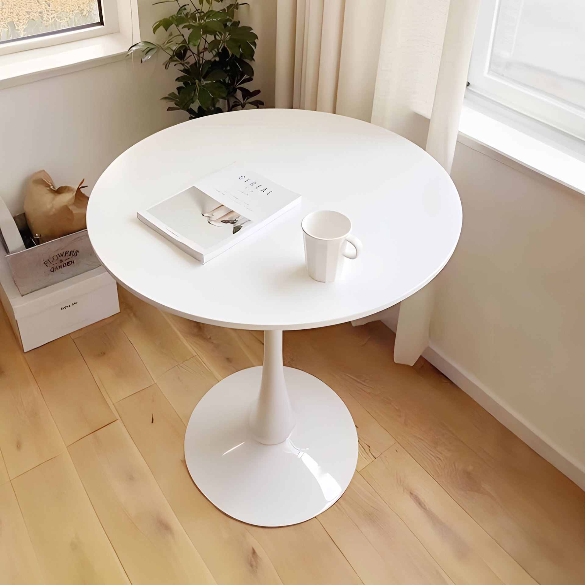 Round Dining Table For 2 - 4 People - White - Image 7
