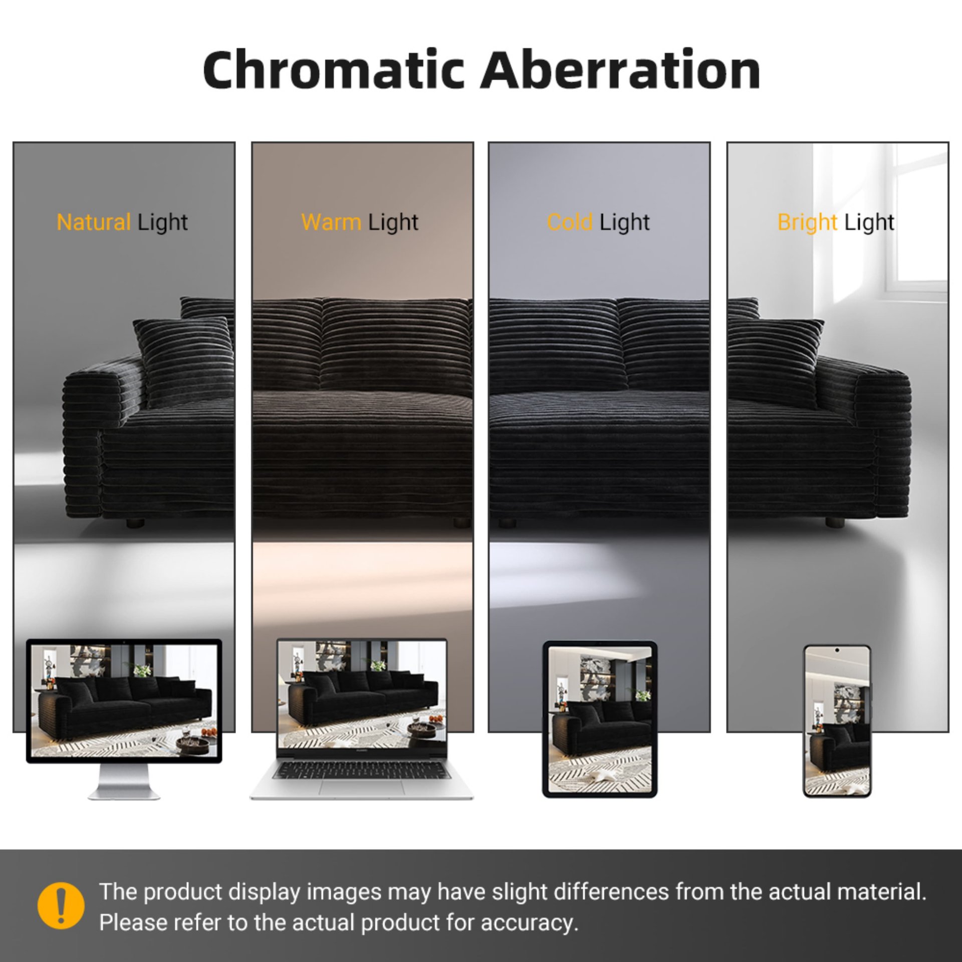 3 Seat Sofa, Convertible Deep Seat Sofa Lounge Chair For Living Room - Black - Image 2