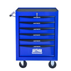 Rolling Metal Tool Chest With 6 Drawers, 20" Steel Storage Cabinet With Ball Bearing Slides - Black / Blue