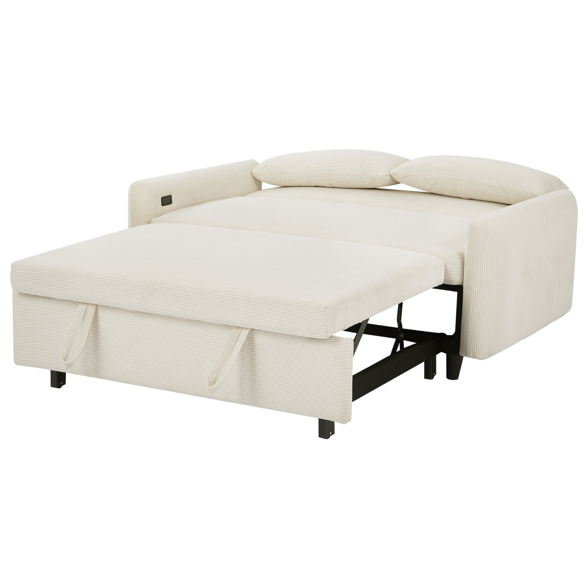Pull Out Sofa Bed Convertible Couch 2 Seat Loveseat Sofa Modern Sleeper Sofa With 2 Throw Pillows And USB Ports For Living Room - Beige - Image 23
