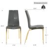 Modern Upholstered Dining Chair (Set of 4) With Gold Plated Metal Legs - Black - Image 3