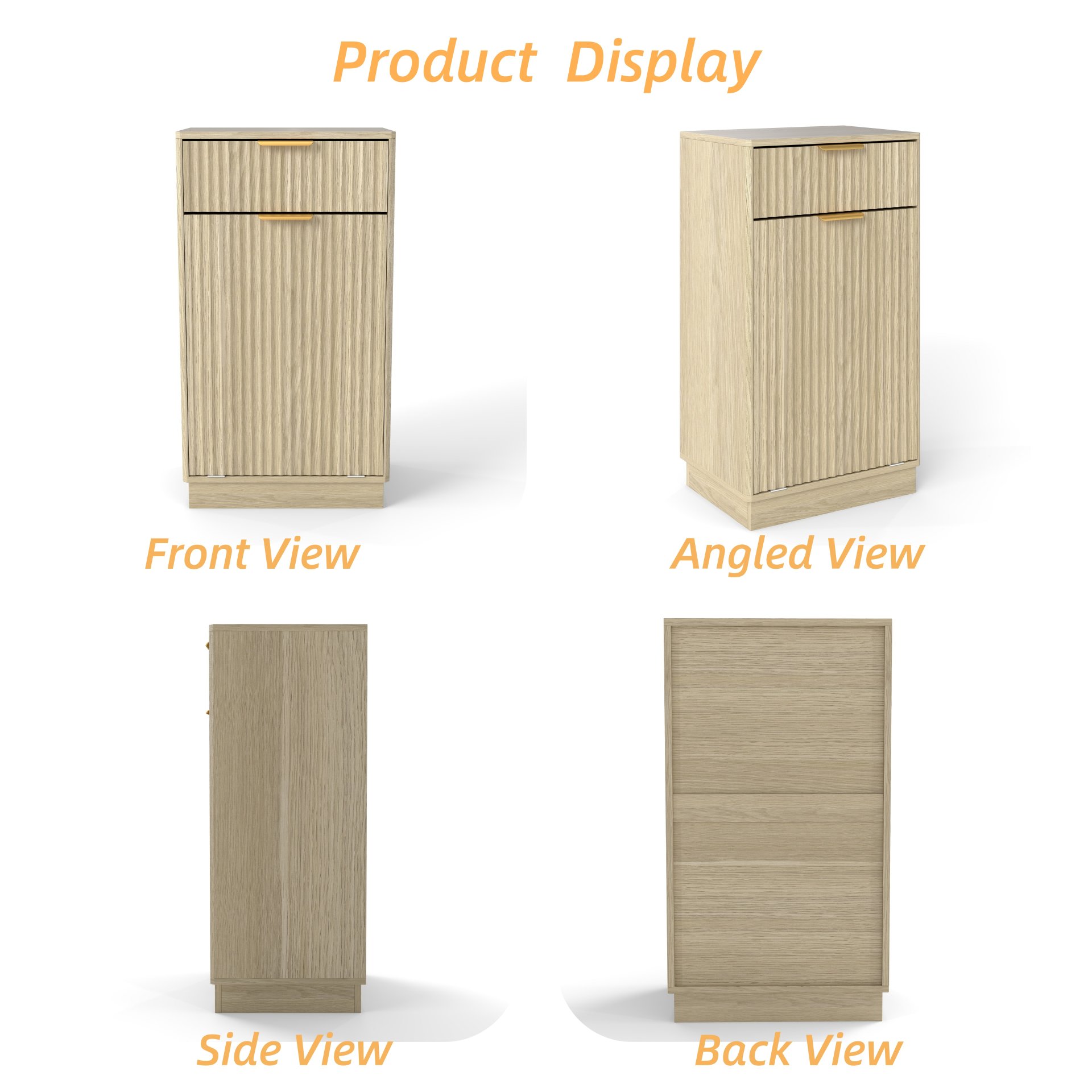 10 Gallon Tilt Out Trash Can Cabinet With Wave Textured Drawer - Oak - Image 8