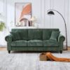 3 And 2 Seater Sofa With Rolled Arms - Green - Image 7