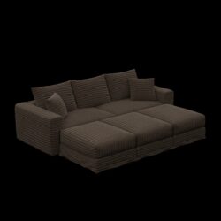 3 Seat Sofa, Deep Seat Couches With Soft Pillows And 3 Ottomans, Convertible Sofa Lounge Chair, For Living Room - Camel
