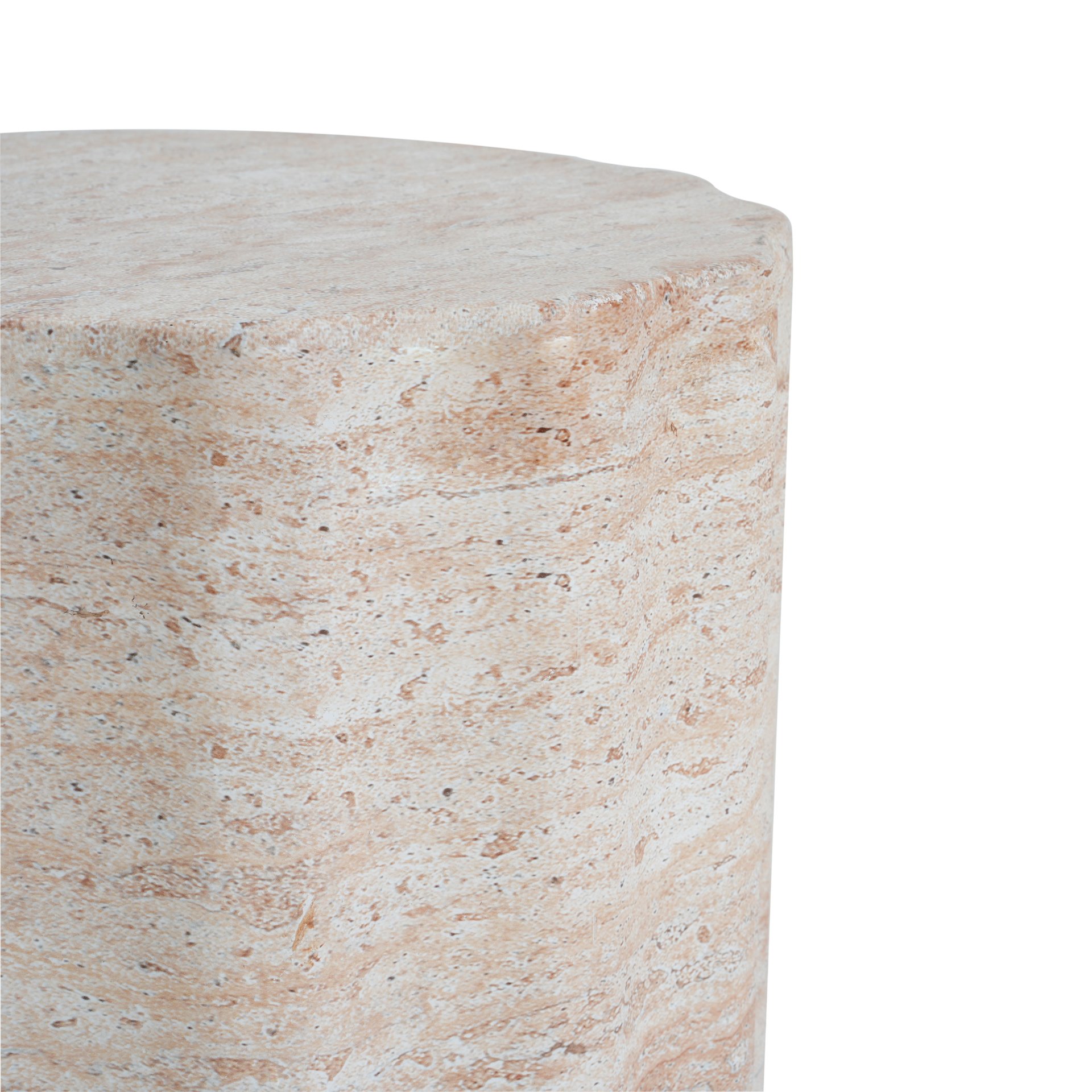 Elegant Indoor / Outdoor Lightweight Concrete Side Table With Travertine - Beige - Image 7