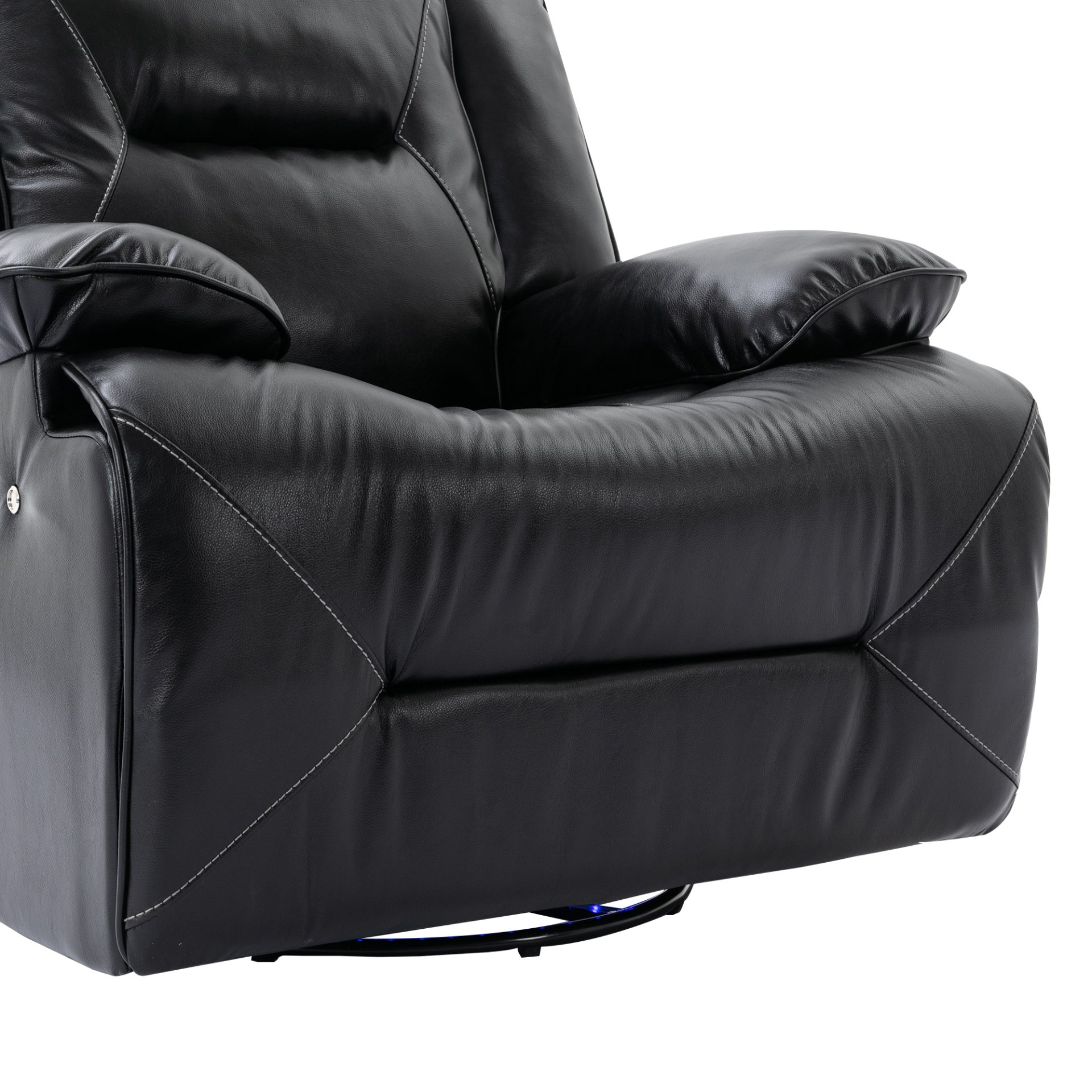 3 Seater Home Theater Recliner Manual Recliner Chair With A Led Light Strip Two Built-In Cup Holders For Living Room - Black - Image 17