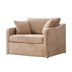 Upholstered Accent Chair, Wide Single Sofa With 2 Bolster Pillows For Living Room - Wheat