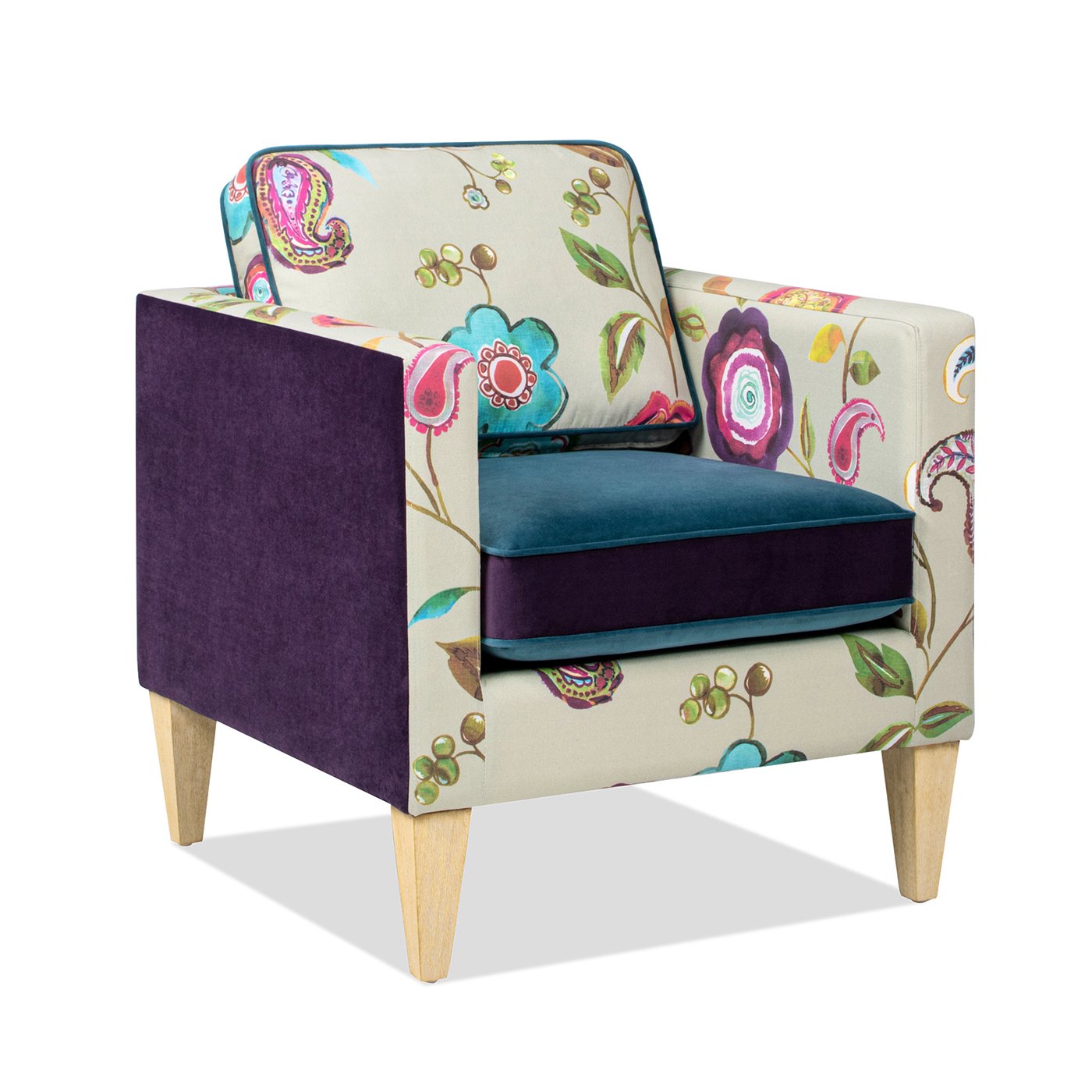 Mamba - Patchwork Accent Chair - Teal Blue Purple / Multicolored Floral - Image 6