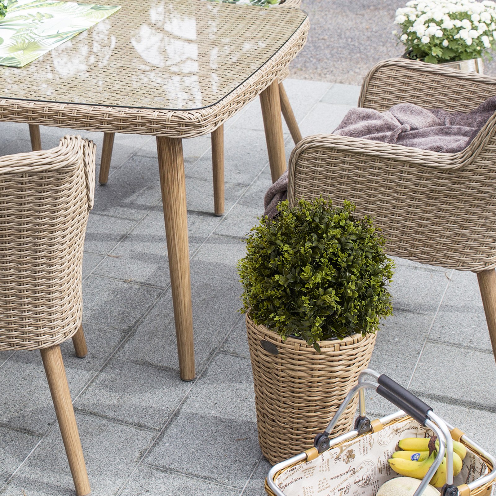 Artificial Ball Topiary Tree Decoration In Pot (Set of 2) - Green - Image 9