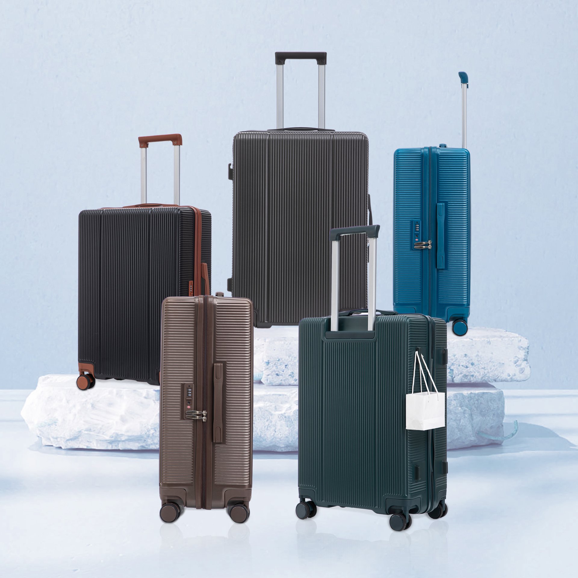 20" / 24" / 28" 3 Pieces / Set Spinner Wheel Luggage, Carry On Suitcase, Matching Color, TSA Combination Lock - Brown - Image 4