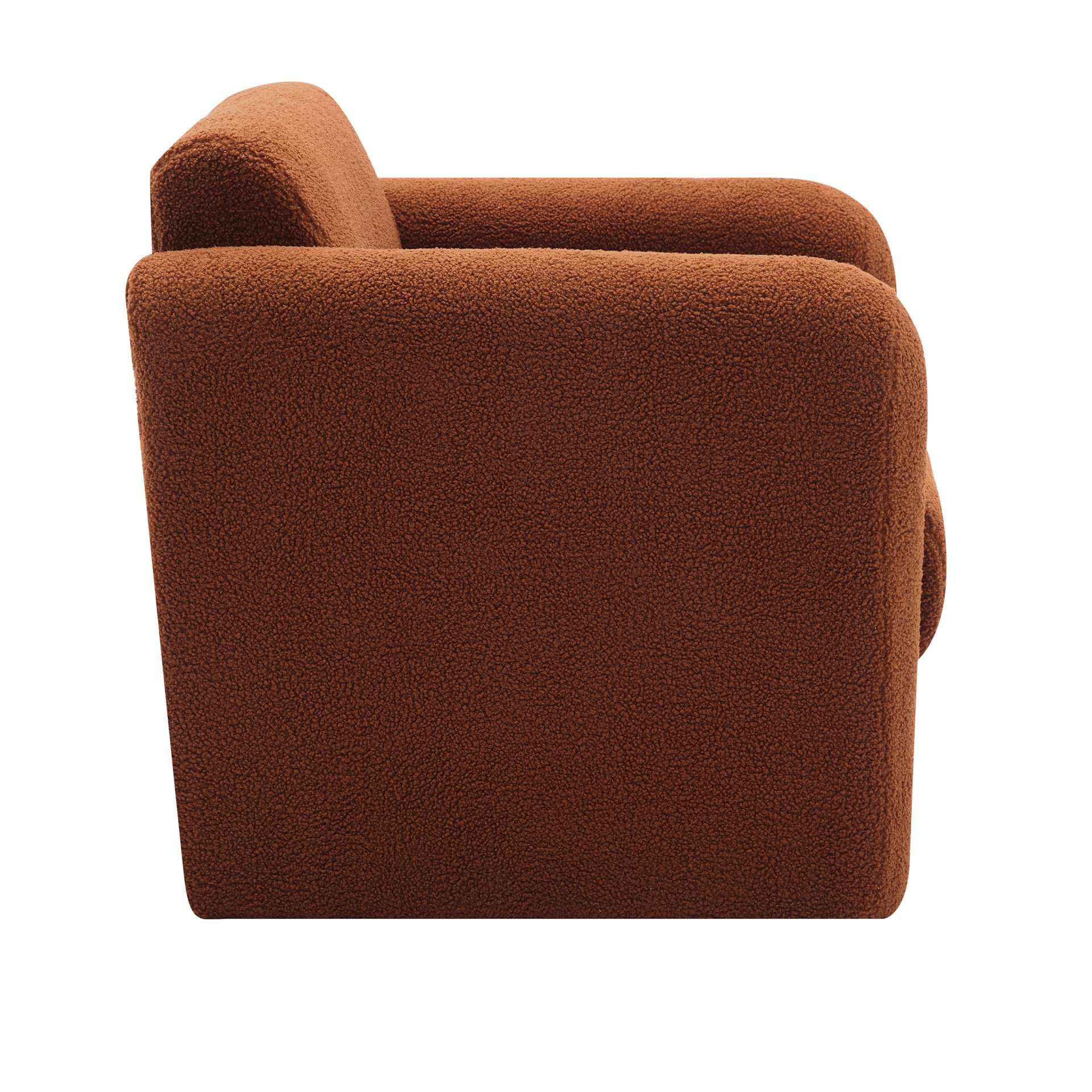 Modern Accent Chair Upholstered Comfy Reading Arm Chair Lambskin Sherpa Fabric - Burnt Orange - Image 12