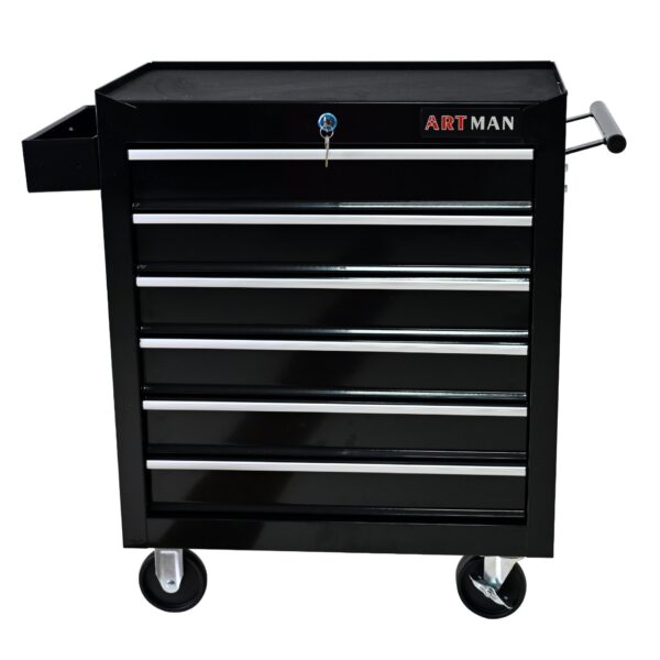 Rolling Tool Chest, 6 Drawer Tool Box With Wheels, Heavy Duty Industrial Service Cart Storage Organizer With Locking System, Rolling Tool Box Organizer Tool Case For Garage, Repair Shop - Black