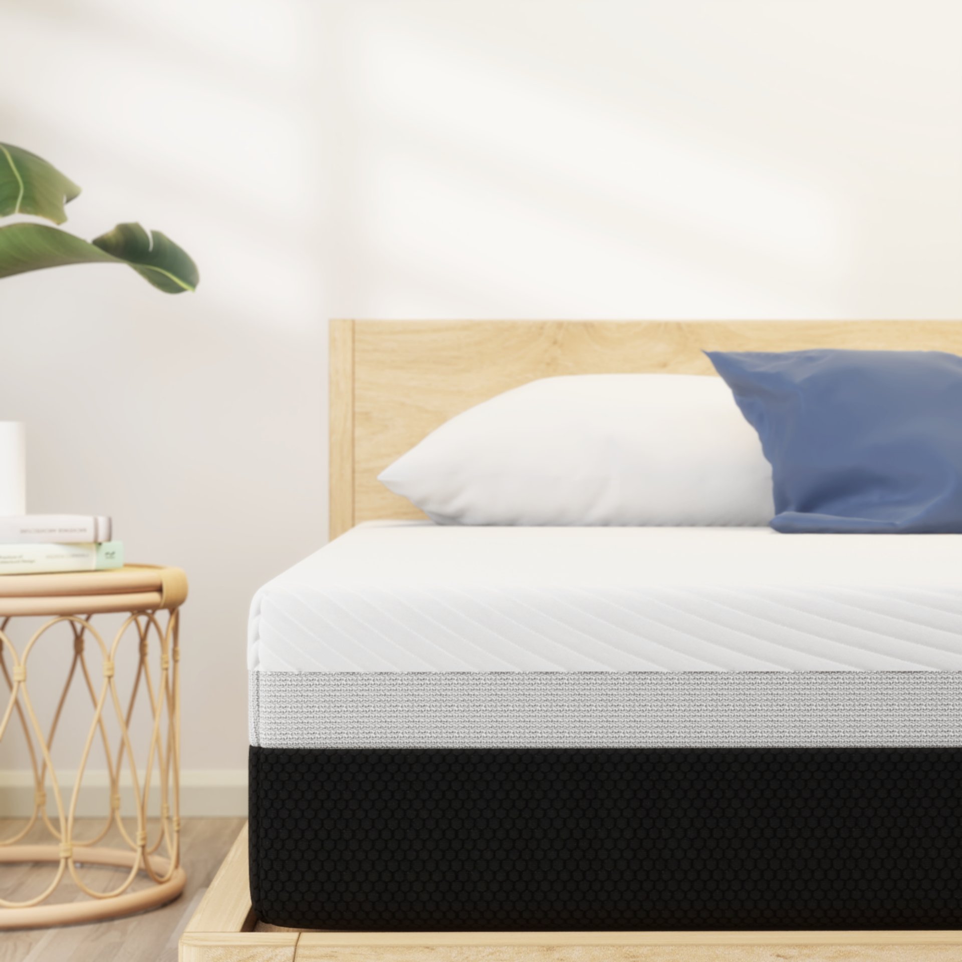12'' Queen Size Hybrid Mattress, Cooling Memory Foam & Pocket Springs Medium Firm - White - Image 6