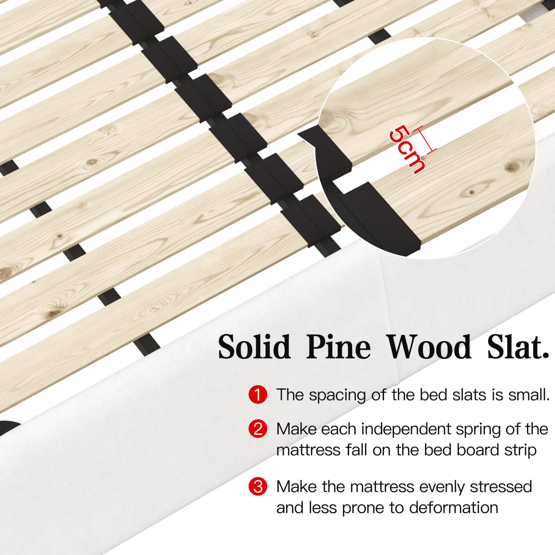 King Size Platform Bed With Special-Shaped Headboard - Cream - Image 13