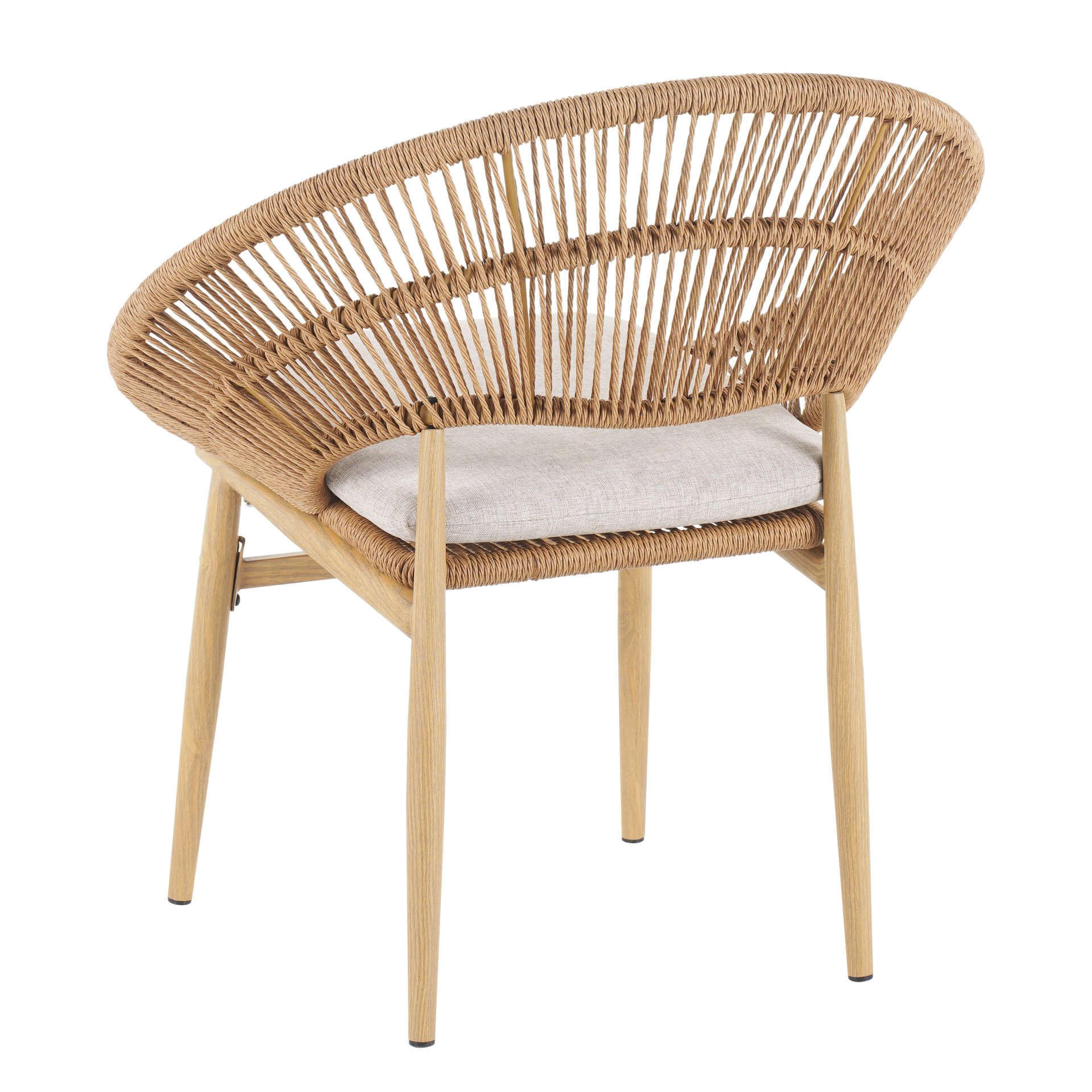 Cyril - Outdoor Wicker Papasan Style Dining Chair (Set of 2) - Beige / Light Brown / Teak - Image 8