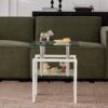 2 Pieces Tempered Glass End Table With Storage For Living Room In Modern Design - Clear - Image 6