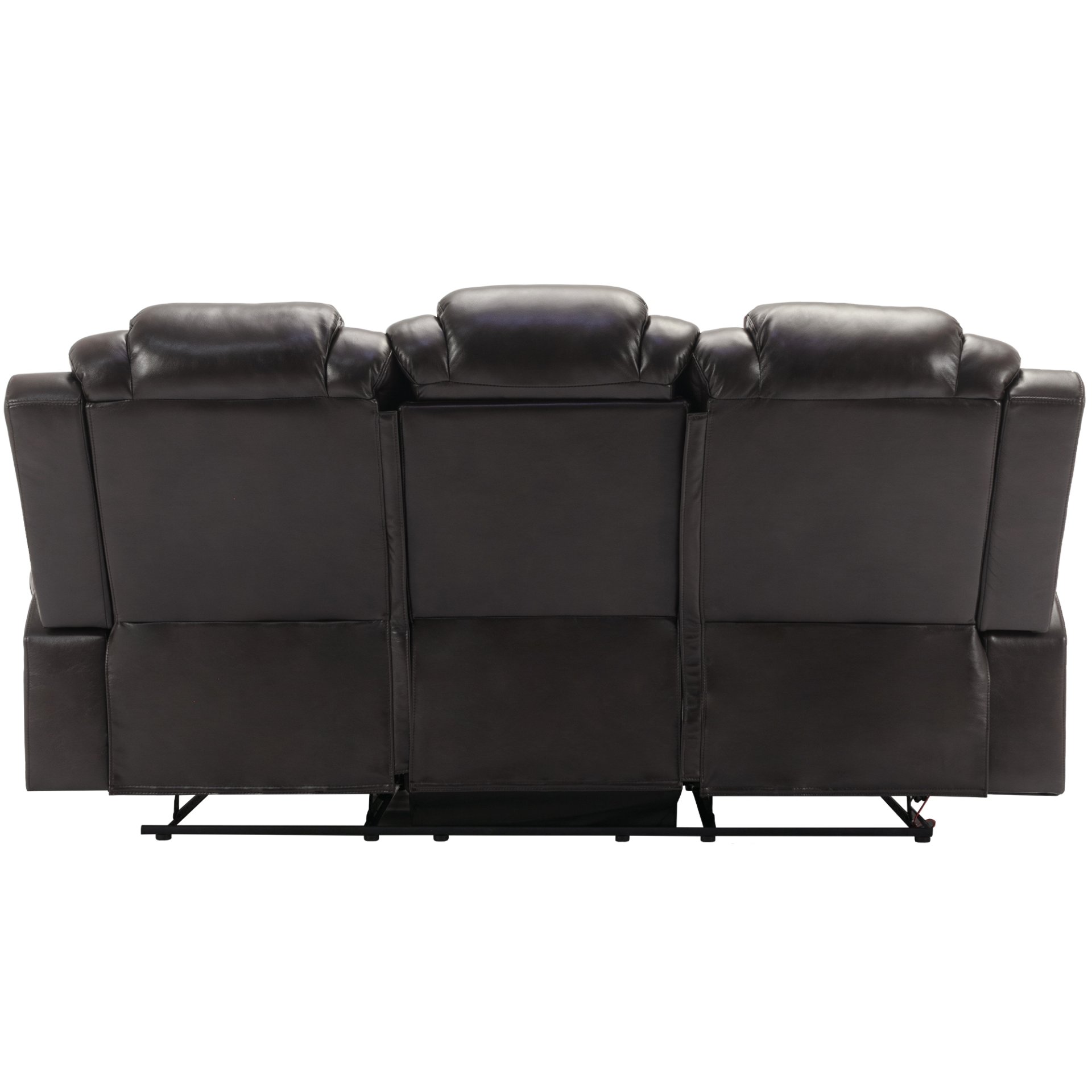 3 Pieces Recliner Sofa Sets Home Theater Seating Manual Recliner Chair With Center Console And Led Light Strip For Living Room - Brown - Image 15