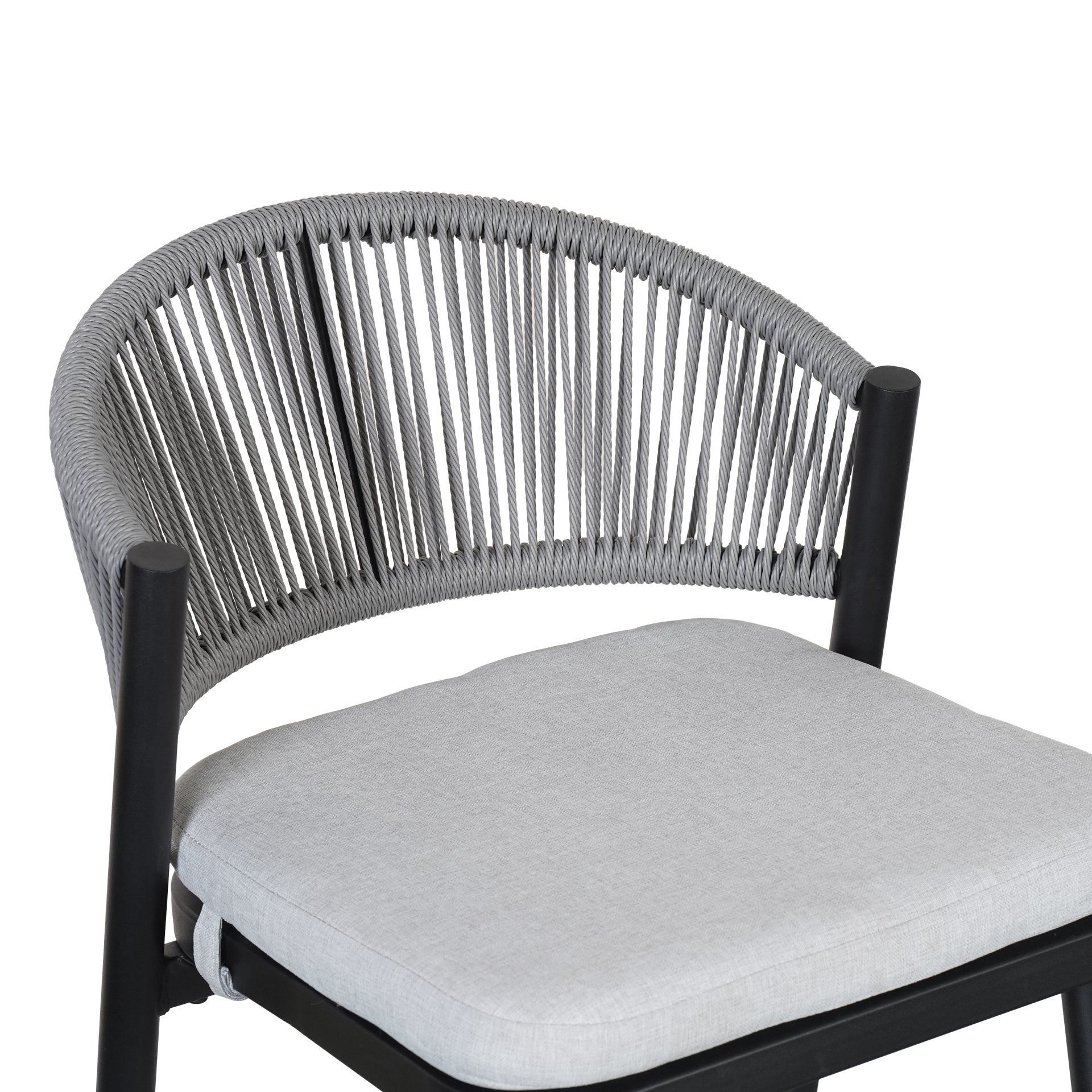Outdoor Bar Height Metal Frame Counter Stools With Scallop Shaped Backrest & Water Resistant Cushions (Set of 2) - Matte Black - Image 9