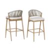 Outdoor Bar Height Aluminum Frame Counter Stools With Scallop Shaped Backrest & Water Resistant Cushions (Set of 2) - Maple - Image 5