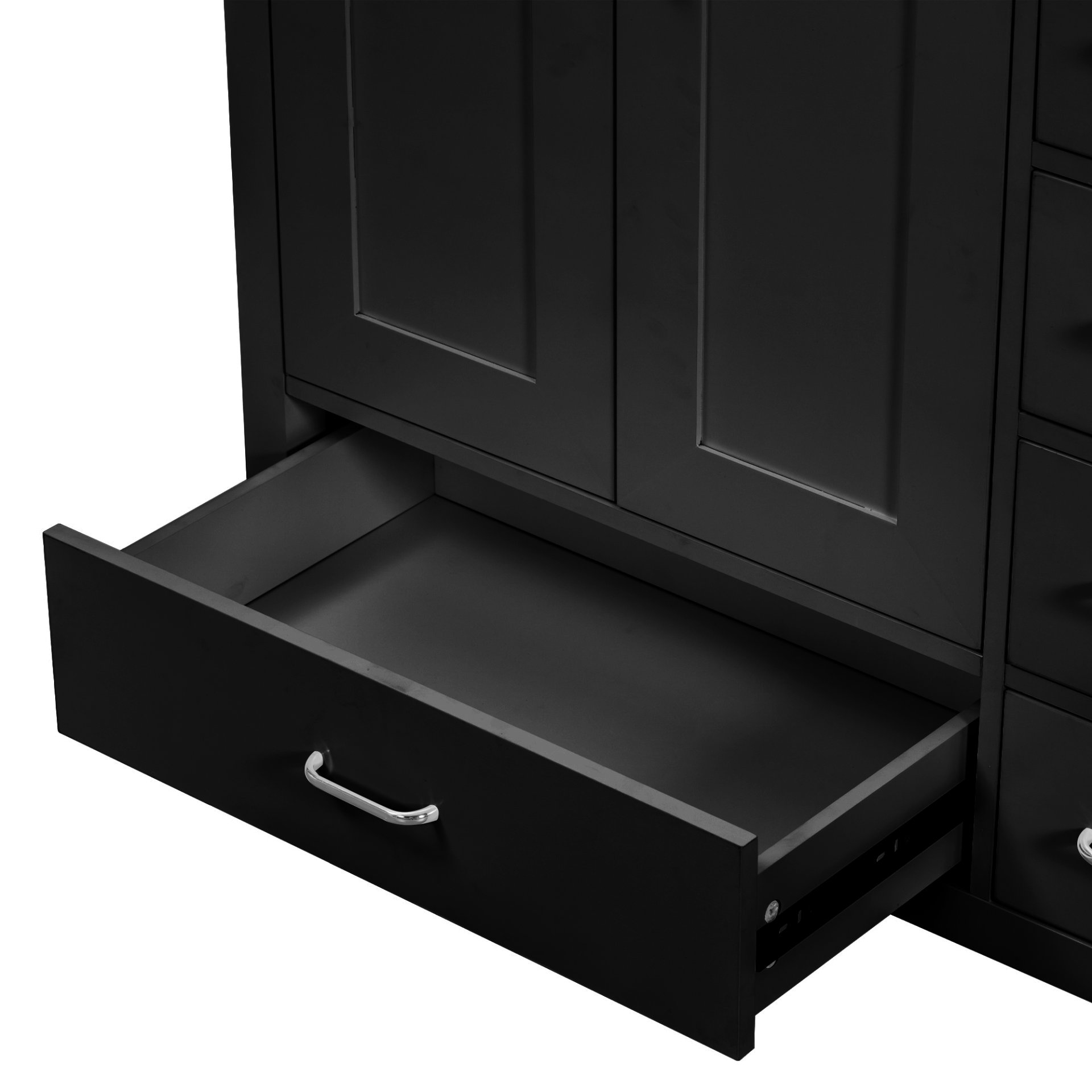 Bathroom Vanity With Ceramic Sink Combo, Abundant Storage Cabinet 2 Soft Close Doors And 5 Drawers - Black - Image 21