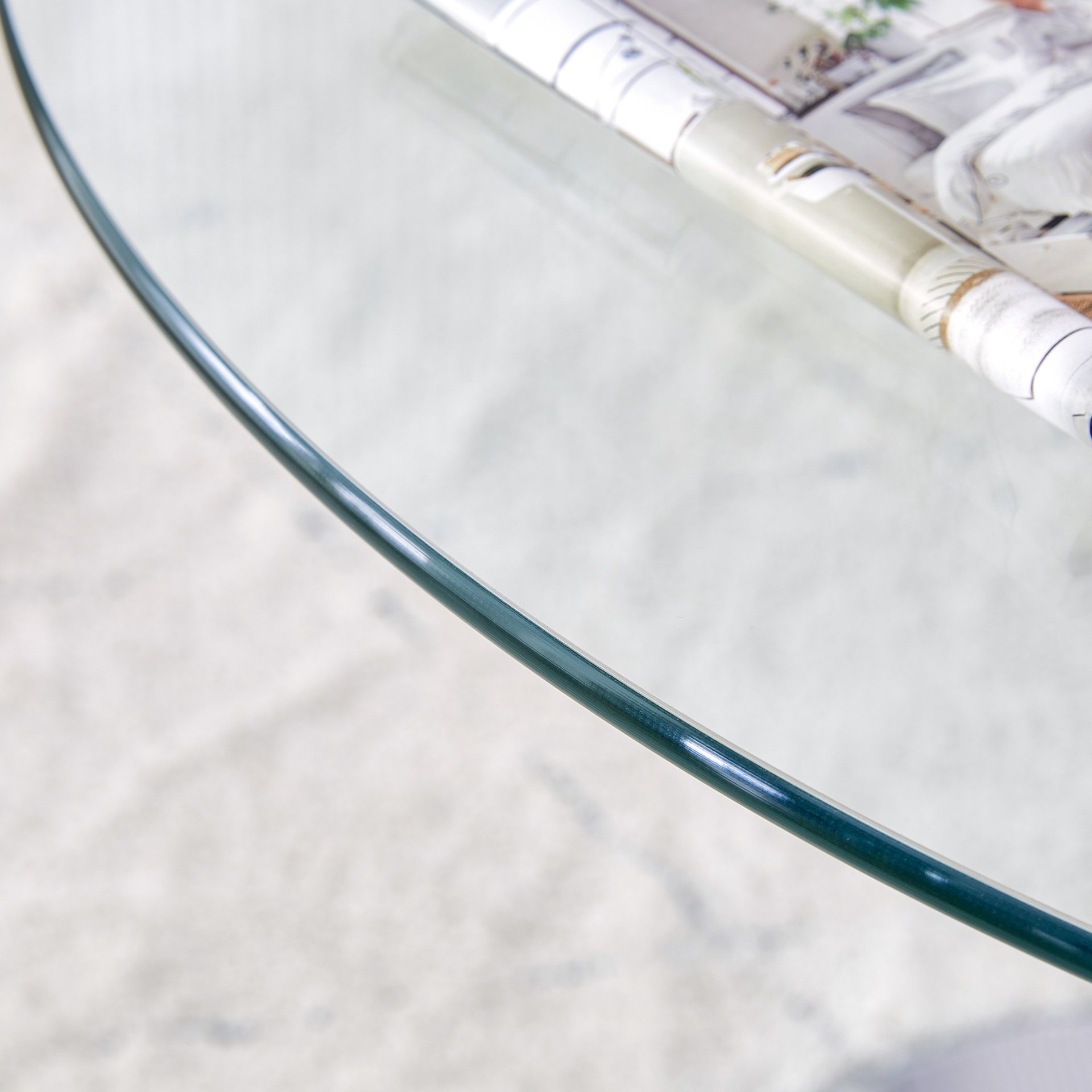 Modern Minimalist Round Dining Table With Glass Top And Metal Legs 35" Diameter - Silver / Transparent - Image 6