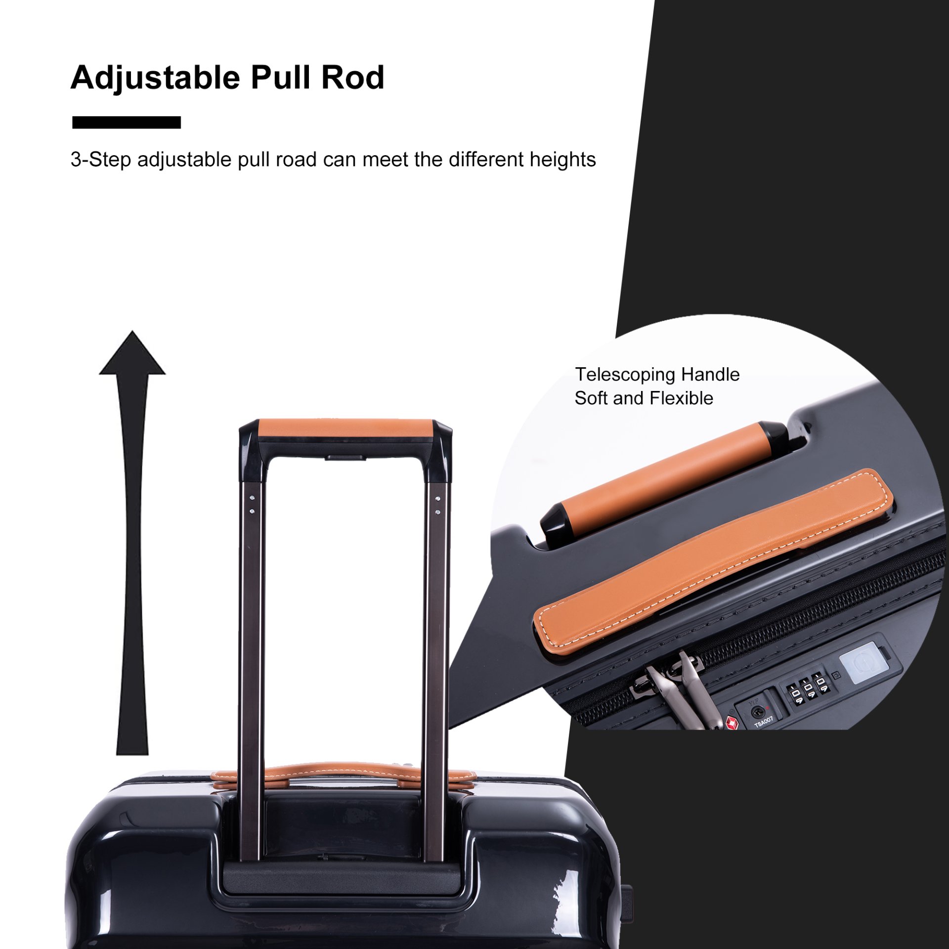 24" Luggage Lightweight Suitcase Tsa Lock USB Port Luggage Wheel Lock Artificial Leather Top Handle Spinner Wheels - Black - Image 10