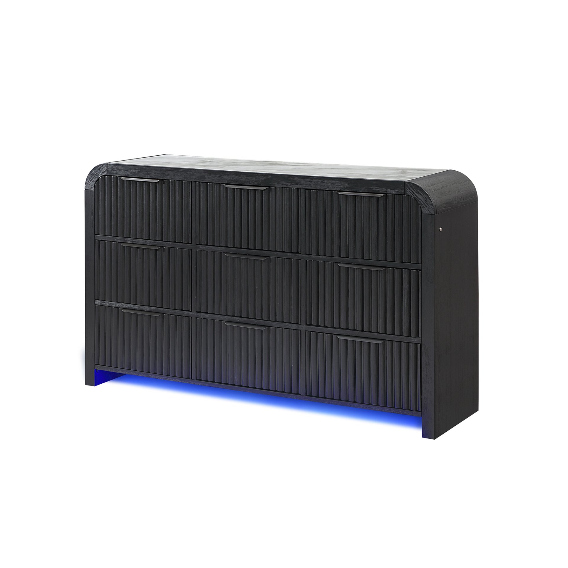 Beverly - Dresser With LED Light, Edge Pulls - White / Black - Image 5