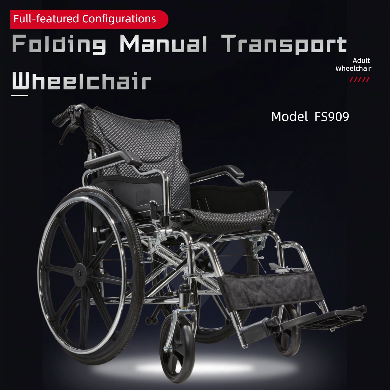 Heavy Duty Manual Wheelchair With Double X Force Support 24" Non Inflatable Tires Foldable Transport Wheelchair With Quick Release Wheels 350Lbs Capacity - Black / Silver - Image 4