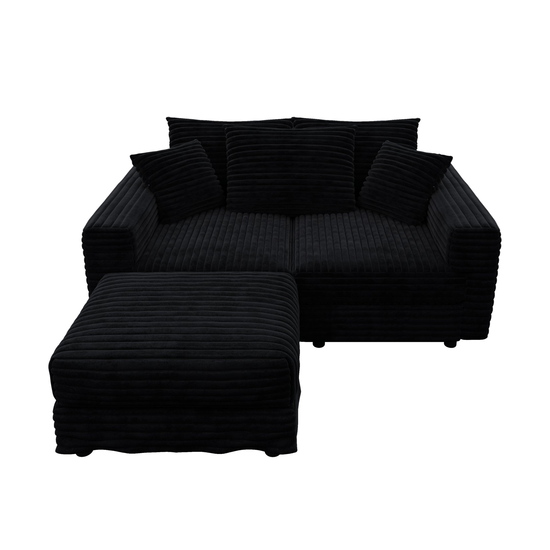 3 Seat Sofa, Deep Seat Couches With Soft Pillows And 1 Ottomans, Convertible Sofa Lounge Chair, For Living Room - Black - Image 15