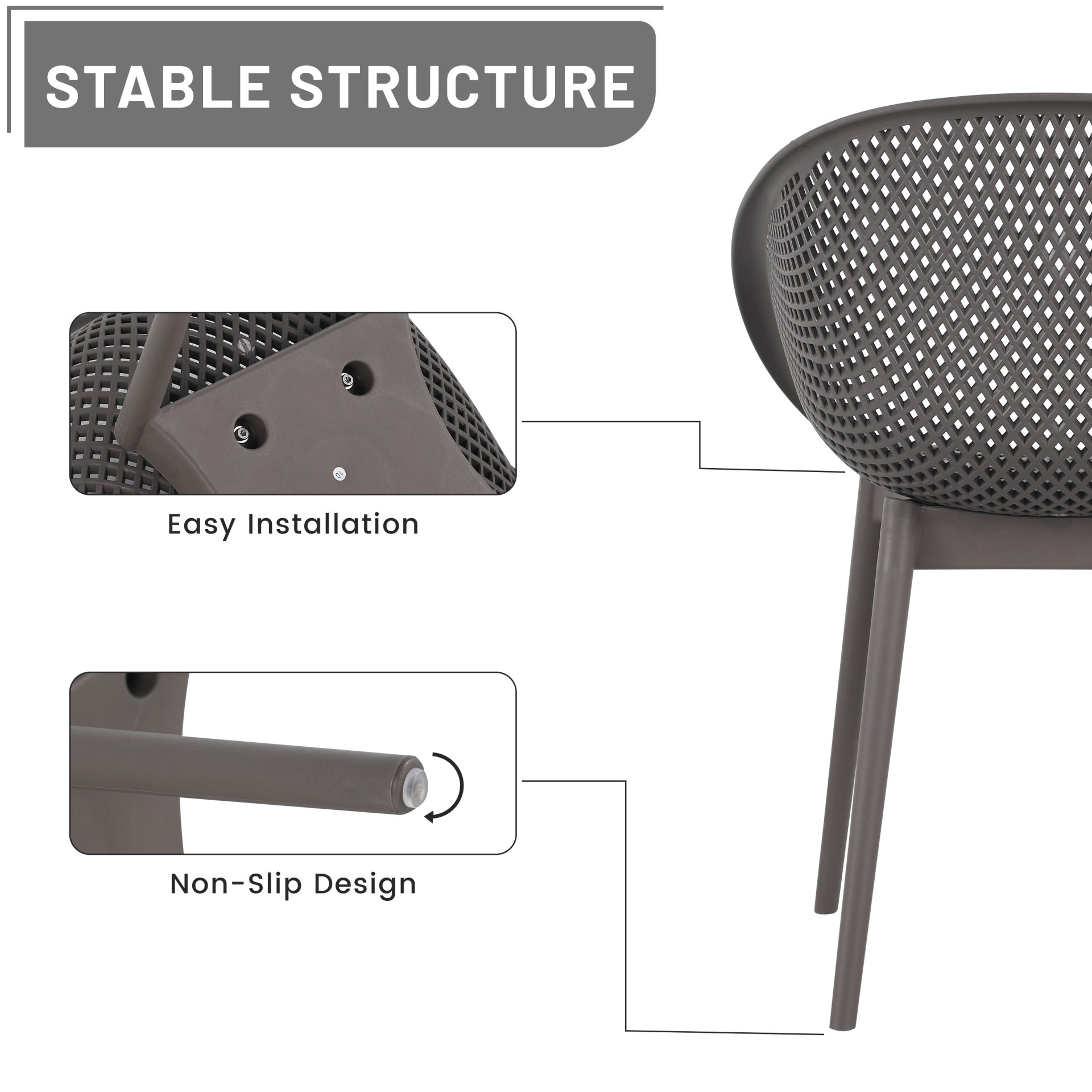 2 Pack Lounge Chair Set With Folding Square Table - Khaki / Warm Grey / White - Image 11