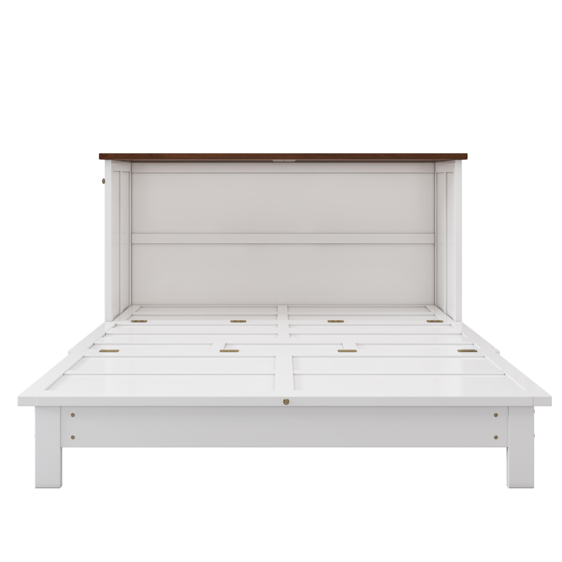 Full Solid Pine Murphy Bed Chest With Charging Station And Large Storage Drawer For Home Office Or Small Room - White / Walnut - Image 11