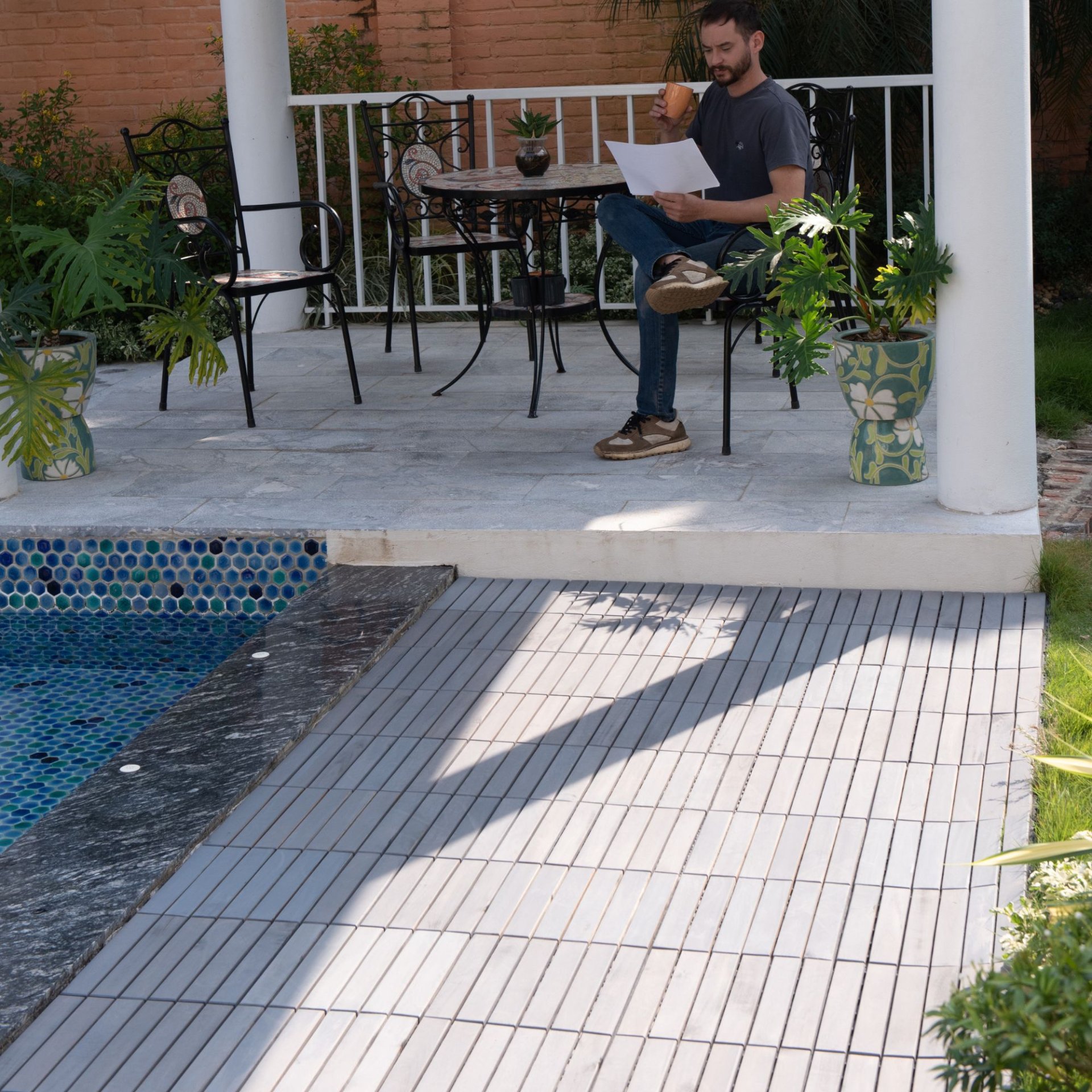 Interlocking Deck Tiles Striped Pattern Light Square Outdoor Flooring - Light Gray - Image 18
