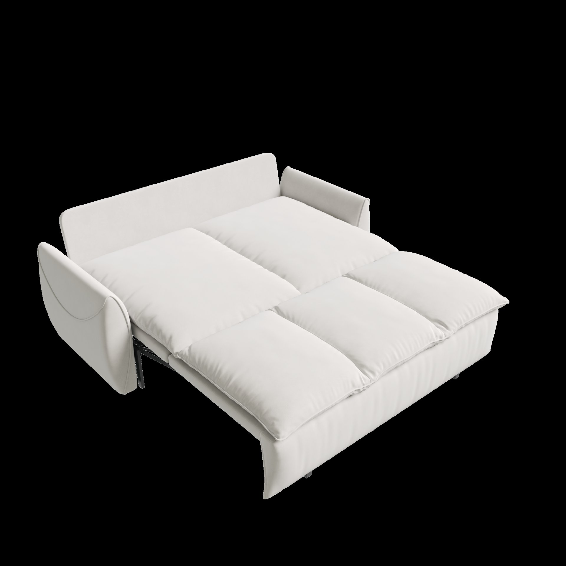 Pull Out Sofa Bed, 3 Seat Convertible Sleeper Sofa With 2 In 1 Pillow And Blanket Set Multifunctional Velvet Loveseat Bed - Beige - Image 10