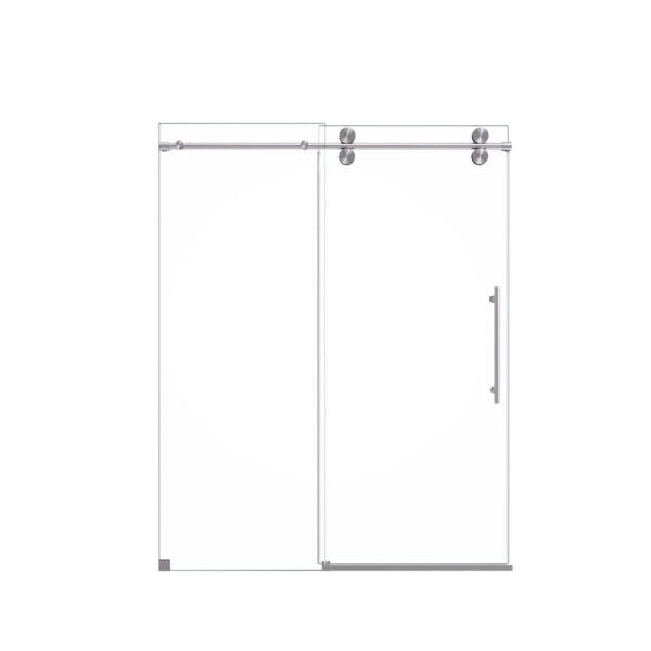Frameless Single Sliding Shower Door With Bypass Design Clear Tempered Glass - Brushed Nickel