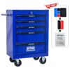 Rolling Metal Tool Chest With 5 Drawers, 20" Steel Storage Cabinet With Ball Bearing Slides - Black / Blue - Image 5