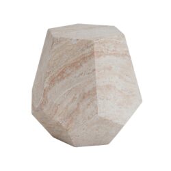Outdoor / Indoor Lightweight Concrete Side Table, Hexagonal Round Travertine Accent Table - Beige