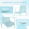 4 Piece Stackable Single Chairs With Vertical Stripe Design For All Weather - Light Blue - Image 11