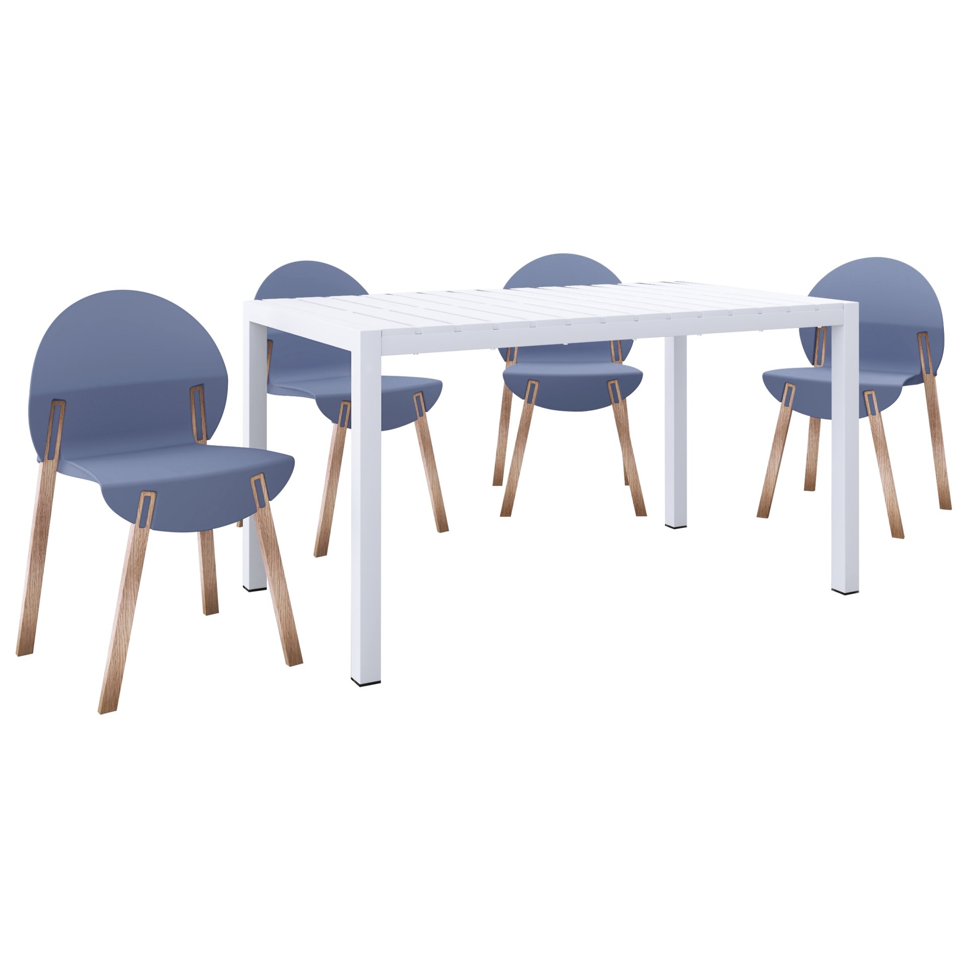 4 Piece Set Of Single Chairs With Table - Grey / Blue / White - Image 4