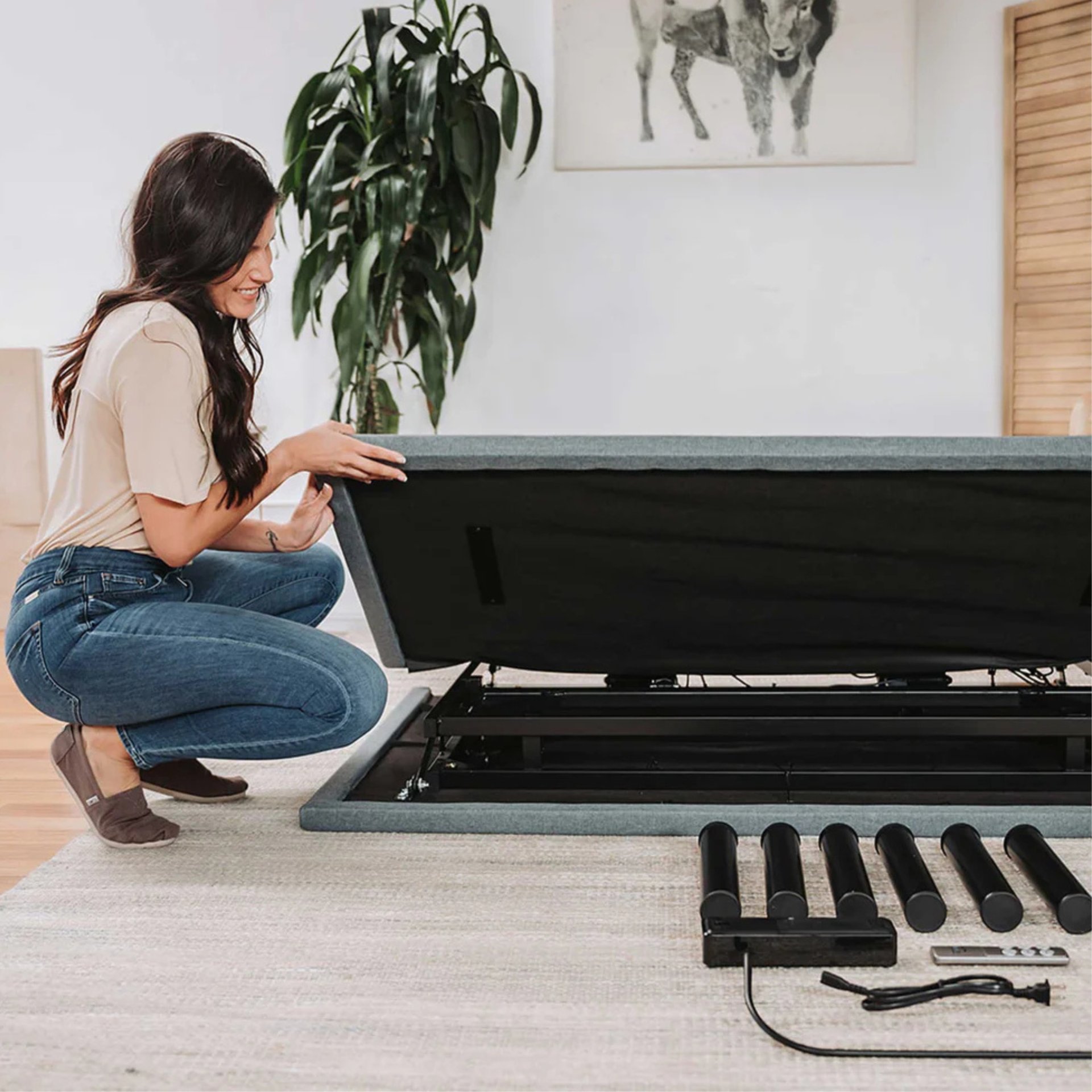 Btx4 - California King Adjustable Bed Base With Head And Foot Position Adjustment - Black / Gray - Image 3
