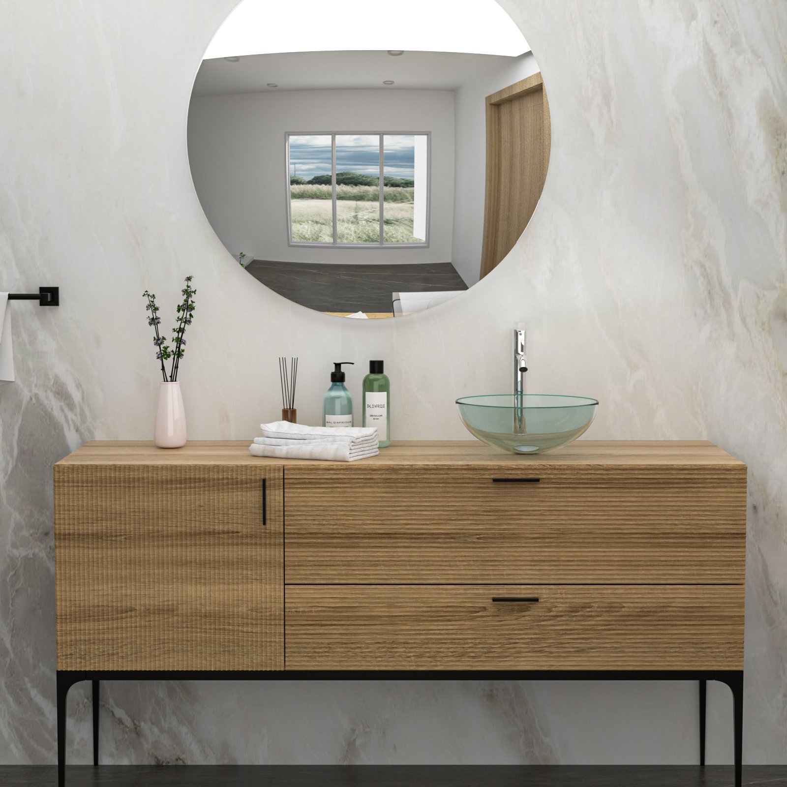 Vessel Sink With Chrome Faucet And Pop Up Drain - Clear - Image 6