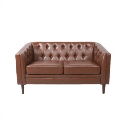 Sophisticated Loveseat With Diamond Stitched Detailing - Light Brown