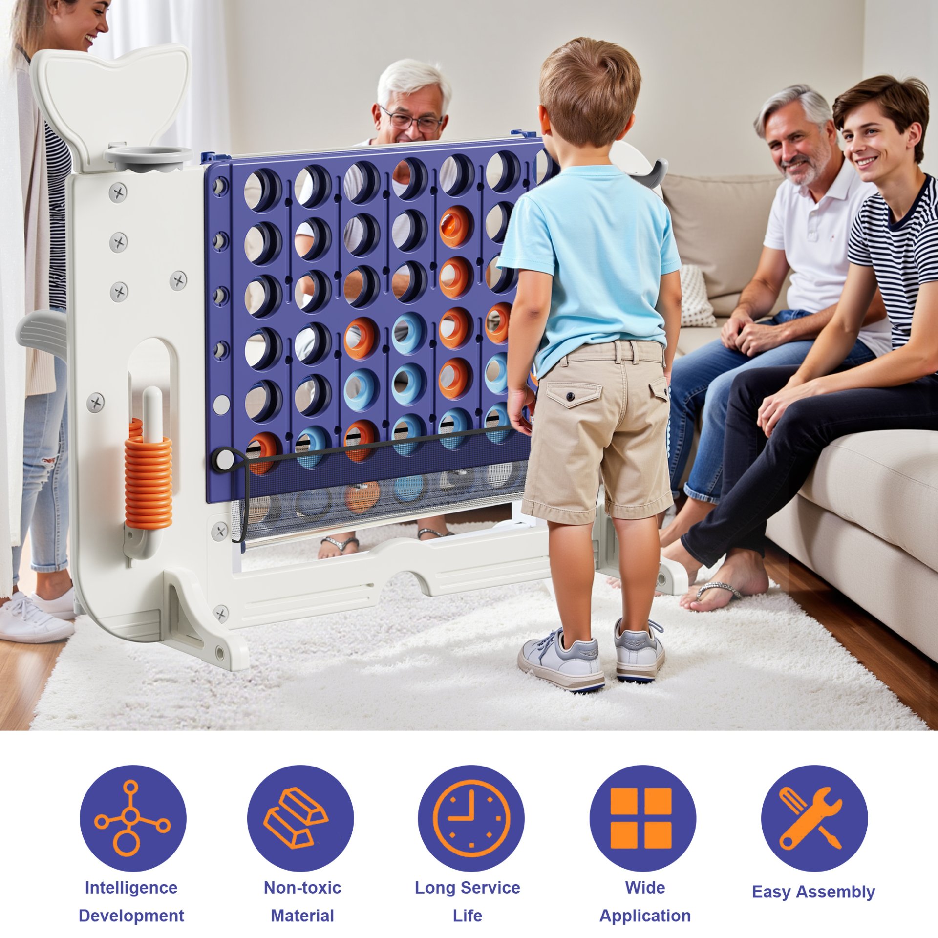 4 To Score Giant Game Set With Mesh Bag & Jumbo Connect 4 - White / Purple - Image 6