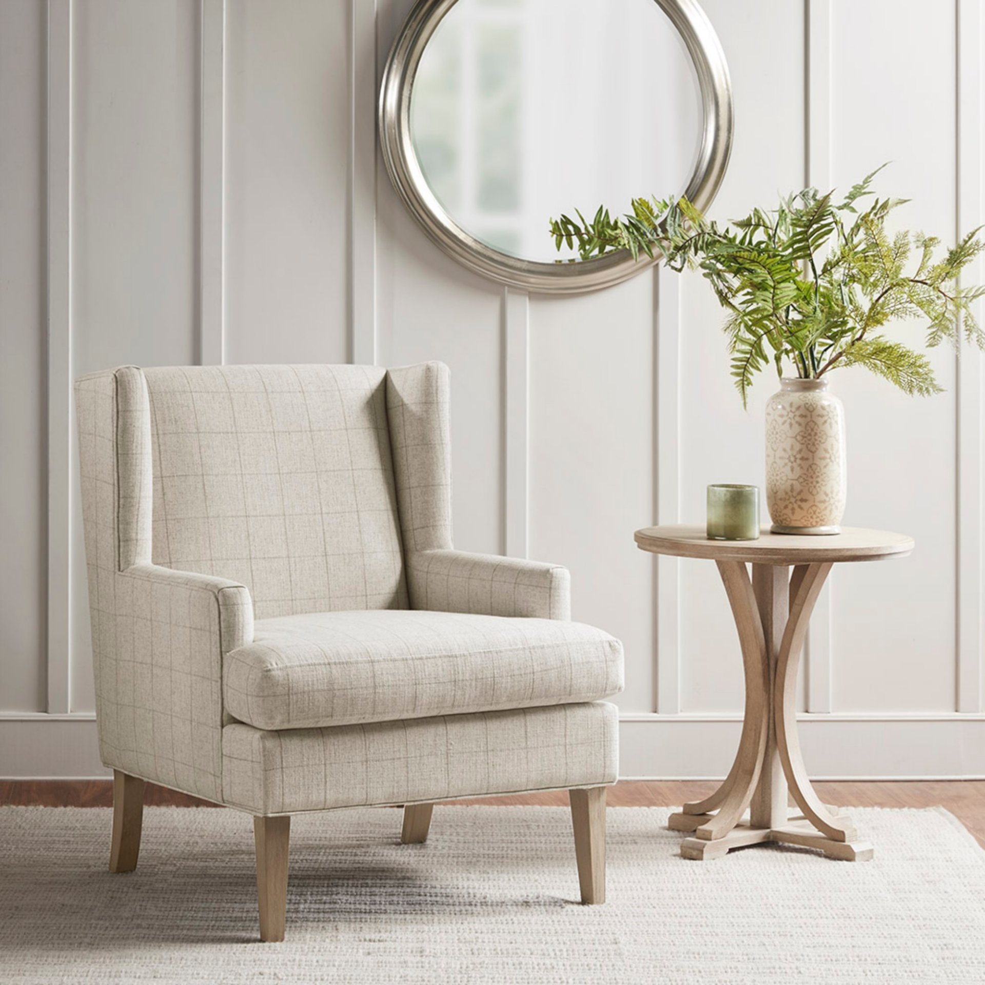 Farmhouse Style Accent Chair - Beige - Image 2