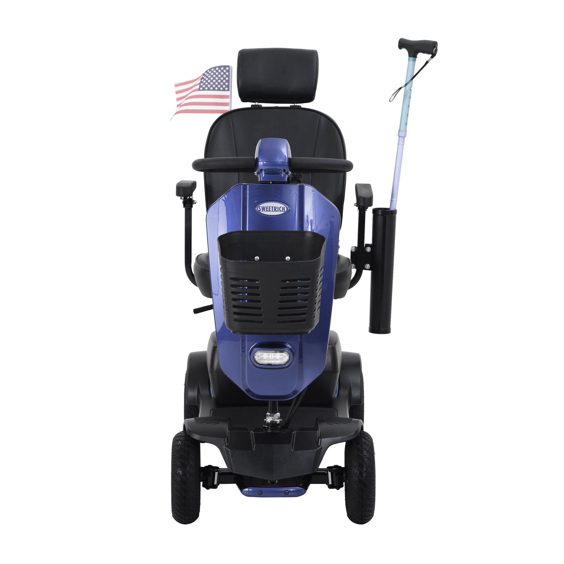 Max Plus - 4 Wheels Outdoor Compact Mobility Scooter With 2 Pieces X 20Ah Lead Acid Battery, Max Driving Range 16 Miles With Cup Holders & USB Charger Port - Blue - Image 2